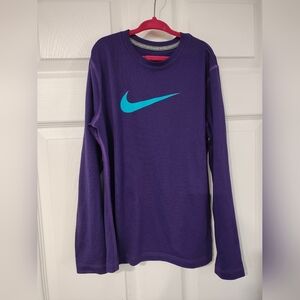Nike Dri-Fit Sz M Girls Purple Long Sleeve Shirt